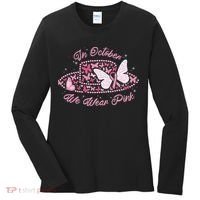 In October We Wear Pink Butterfly Ribbon Women's Long Sleeve Shirt thumb 0
