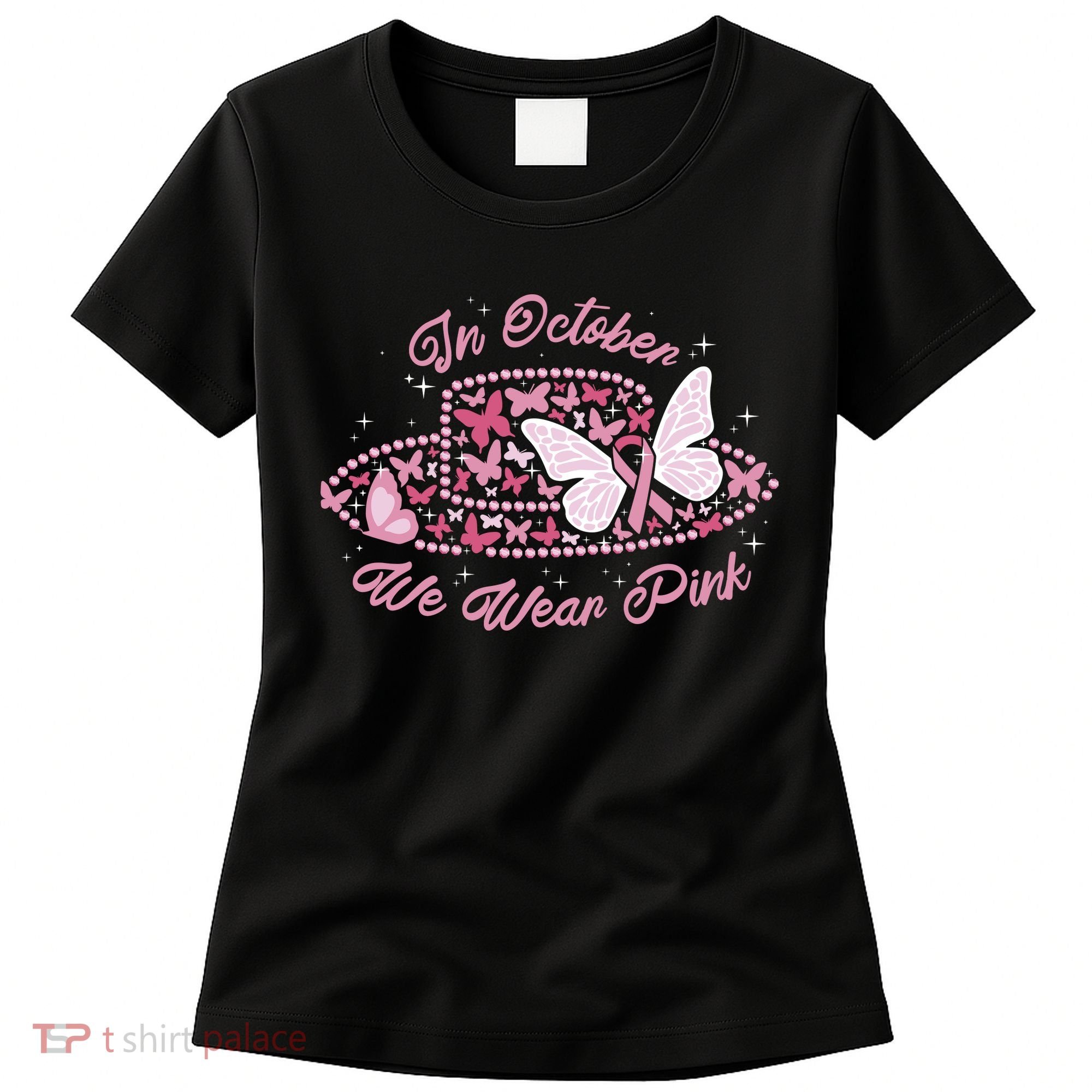 In October We Wear Pink Butterfly Ribbon Women's T-Shirt