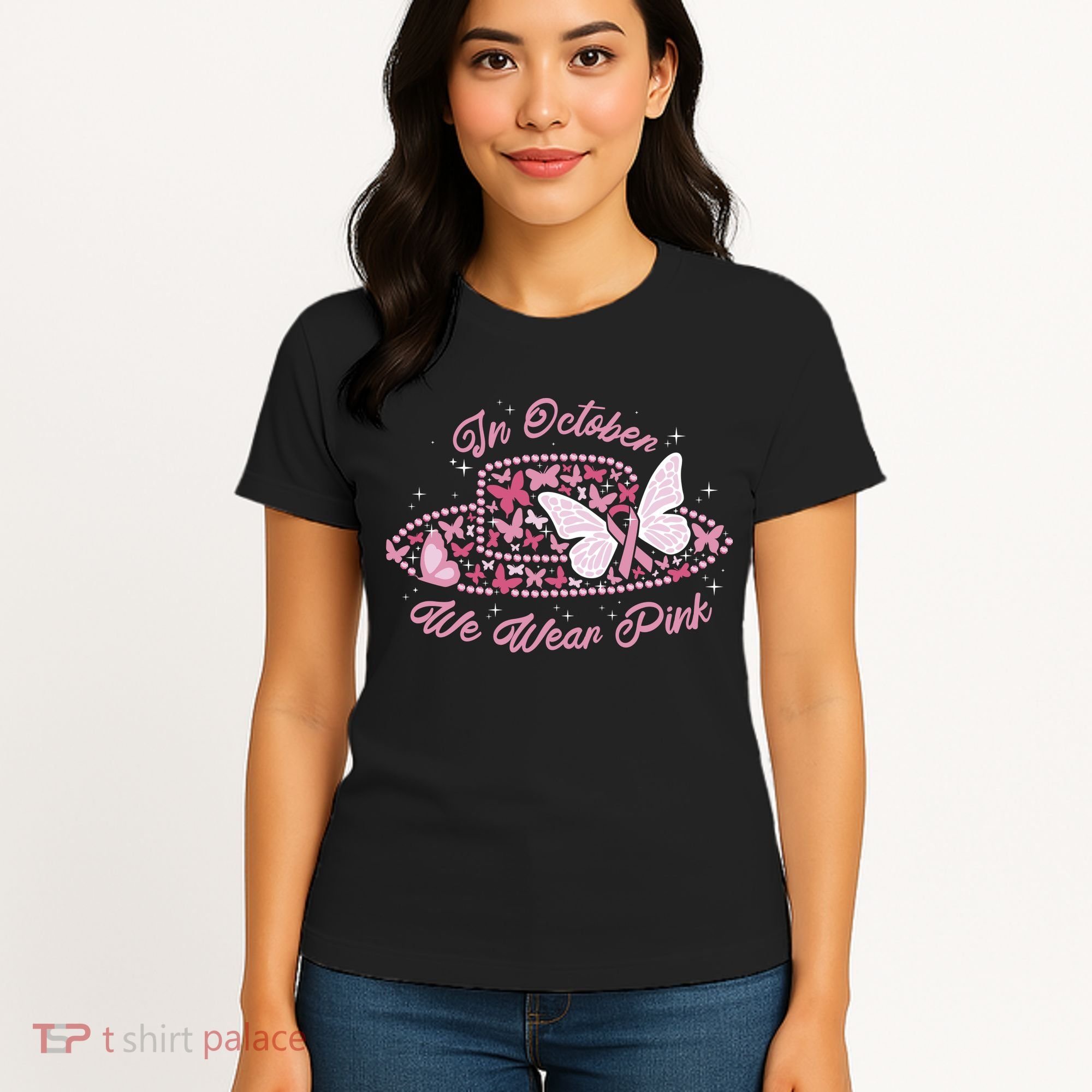 In October We Wear Pink Butterfly Ribbon Women's T-Shirt