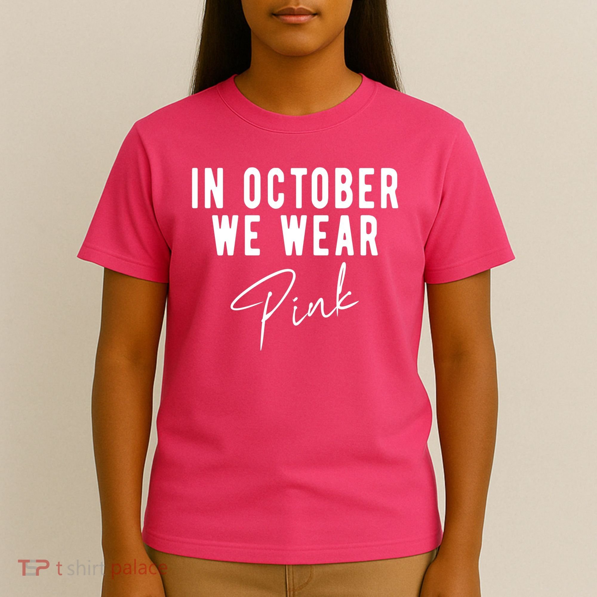 In October We Wear Pink Breast Cancer Awareness T-Shirt