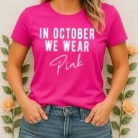 In October We Wear Pink Breast Cancer Awareness Women's T-Shirt thumb 2