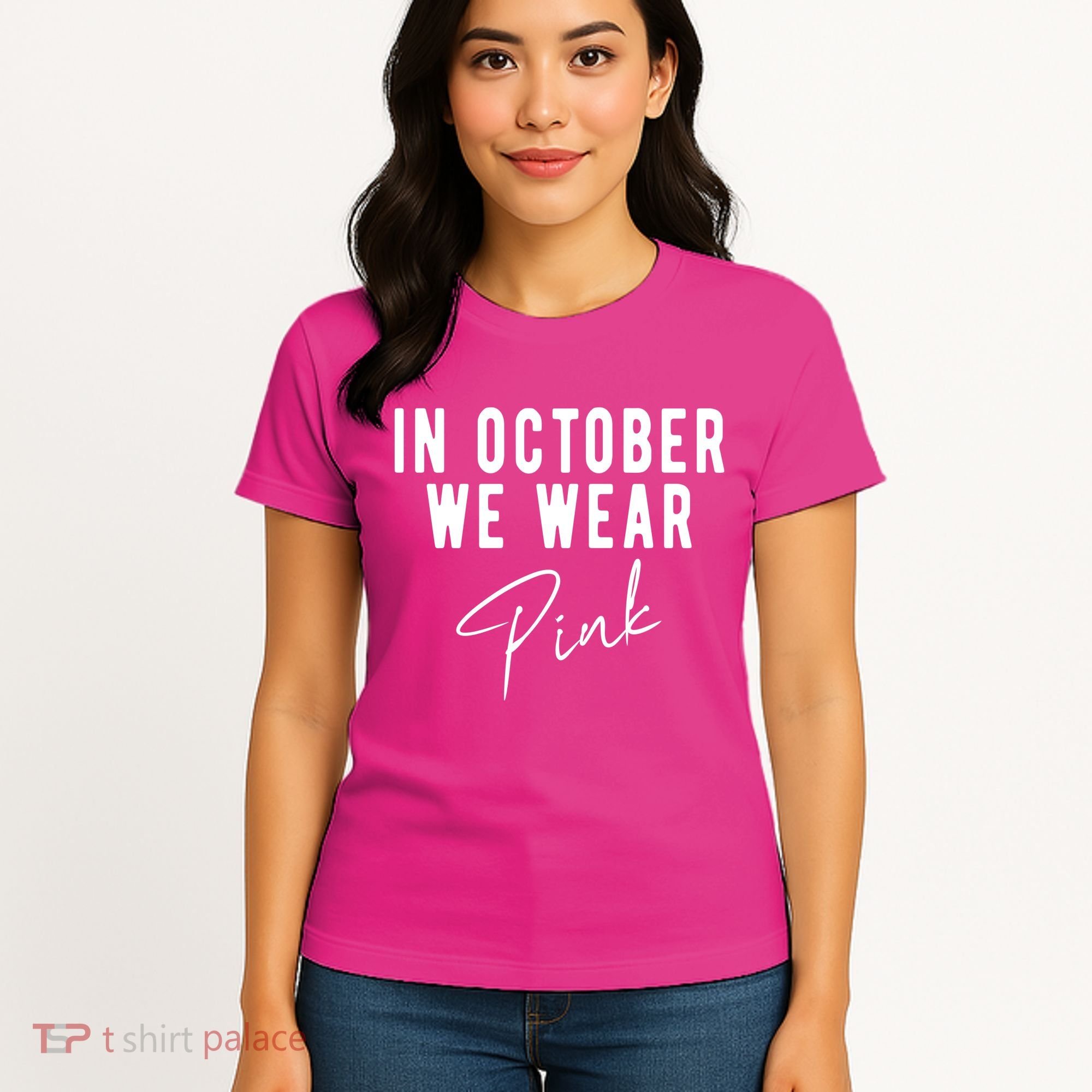 In October We Wear Pink Breast Cancer Awareness Women's T-Shirt