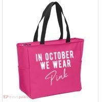In October We Wear Pink Breast Cancer Awareness Tote Bag thumb 2