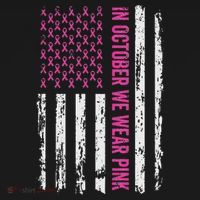 In October We Wear Ribbon Flag Breast Cancer Long Sleeve Shirt thumb 2