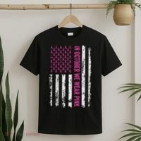 In October We Wear Ribbon Flag Breast Cancer T-Shirt thumb 2