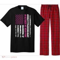 In October We Wear Ribbon Flag Breast Cancer Pajama Set thumb 0
