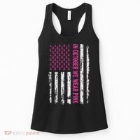 In October We Wear Ribbon Flag Breast Cancer Women's Tank Top thumb 0