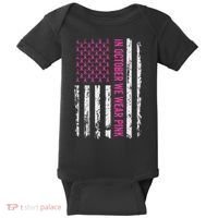 In October We Wear Ribbon Flag Breast Cancer Baby Bodysuit thumb 0