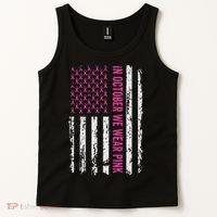 In October We Wear Ribbon Flag Breast Cancer Tank Top thumb 2