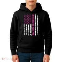 In October We Wear Ribbon Flag Breast Cancer Kids Hoodie thumb 4