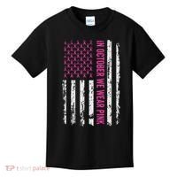 In October We Wear Ribbon Flag Breast Cancer Kids T-Shirt thumb 0