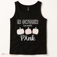 In October We Wear Pink Pumpkin Breast Cancer Tank Top thumb 2