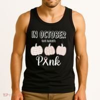 In October We Wear Pink Pumpkin Breast Cancer Tank Top thumb 3