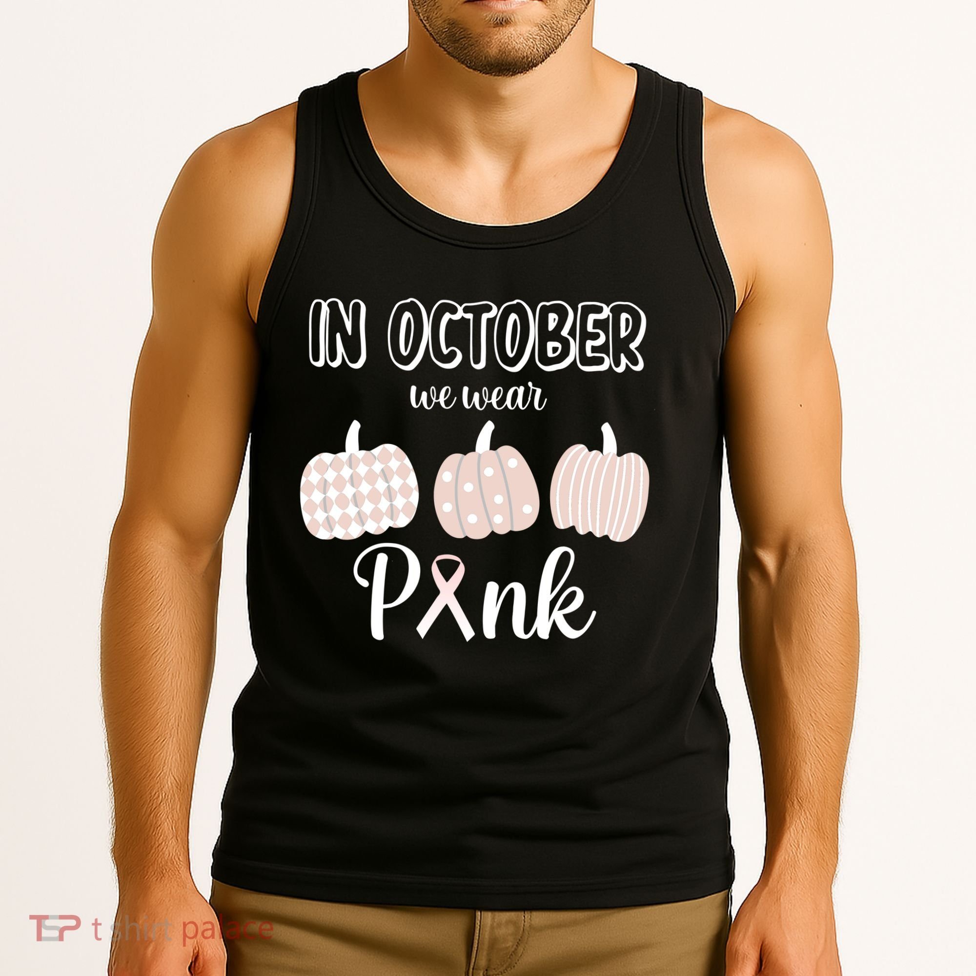 In October We Wear Pink Pumpkin Breast Cancer Tank Top