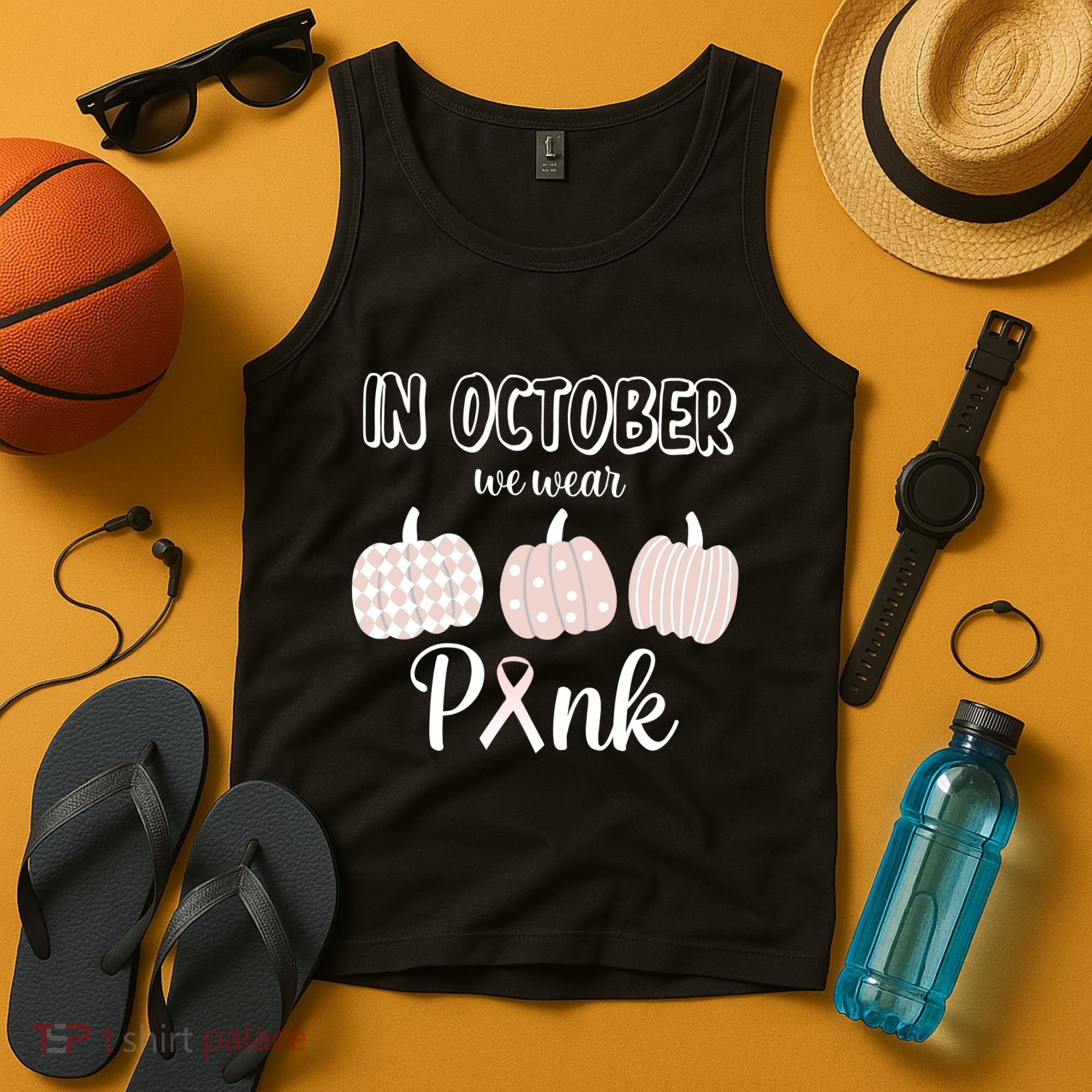 In October We Wear Pink Pumpkin Breast Cancer Tank Top