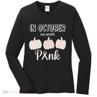 In October We Wear Pink Pumpkin Breast Cancer Women's Long Sleeve Shirt thumb 0