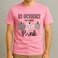 In October We Wear Pink Pumpkin Breast Cancer T-Shirt thumb 3