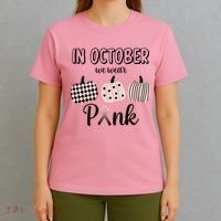 In October We Wear Pink Pumpkin Breast Cancer T-Shirt thumb 4