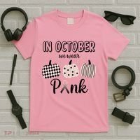 In October We Wear Pink Pumpkin Breast Cancer T-Shirt thumb 5