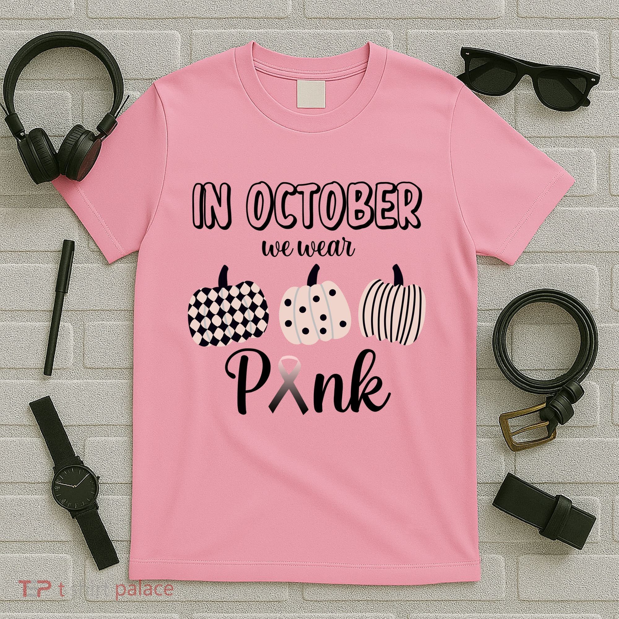 In October We Wear Pink Pumpkin Breast Cancer T-Shirt