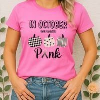 In October We Wear Pink Pumpkin Breast Cancer Women's T-Shirt thumb 2