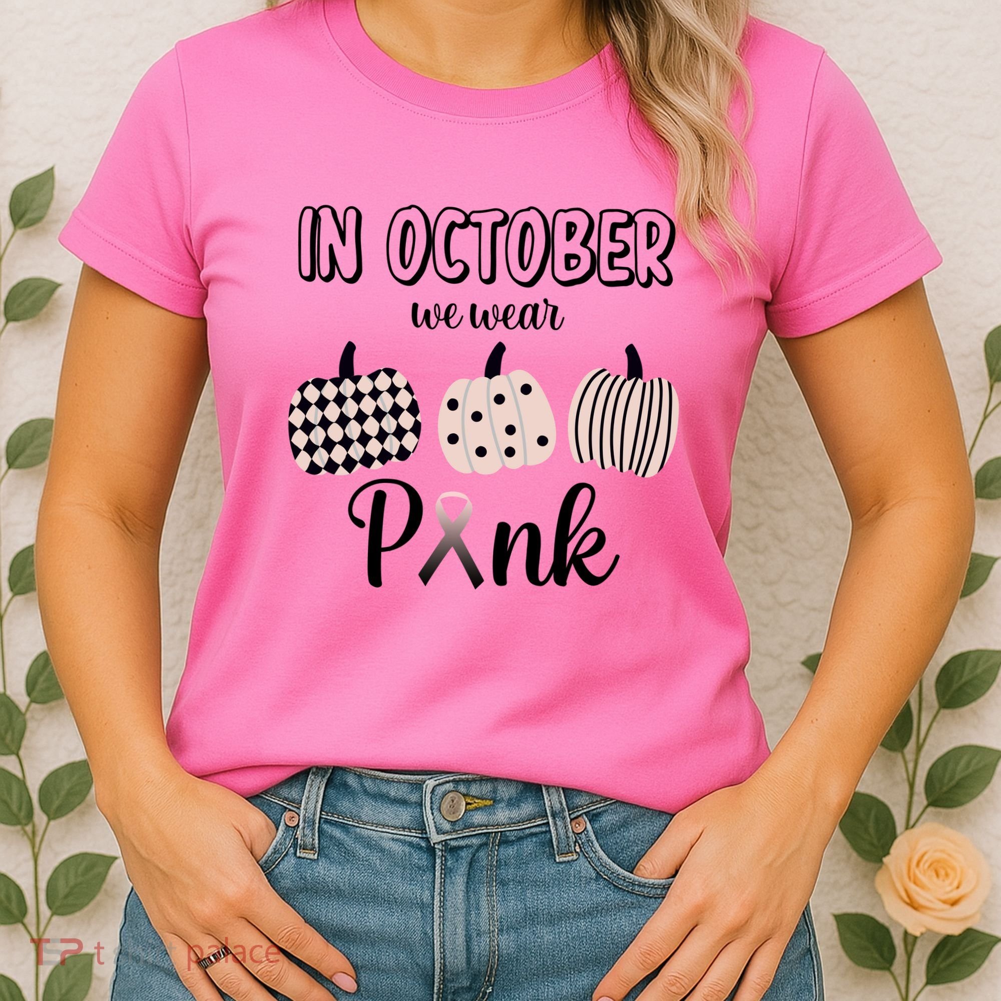 In October We Wear Pink Pumpkin Breast Cancer Women's T-Shirt