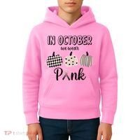 In October We Wear Pink Pumpkin Breast Cancer Kids Hoodie thumb 4