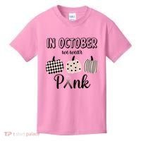 In October We Wear Pink Pumpkin Breast Cancer Kids T-Shirt thumb 0