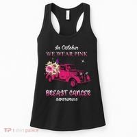In October We Wear Pink Ribbon Pink Truck Breast Cancer Women's Tank Top thumb 0