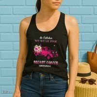 In October We Wear Pink Ribbon Pink Truck Breast Cancer Women's Tank Top thumb 2