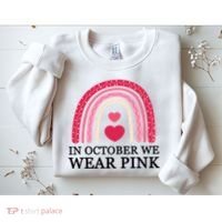 In October We Wear Pink Breast Cancer Rainbow Sweatshirt thumb 2