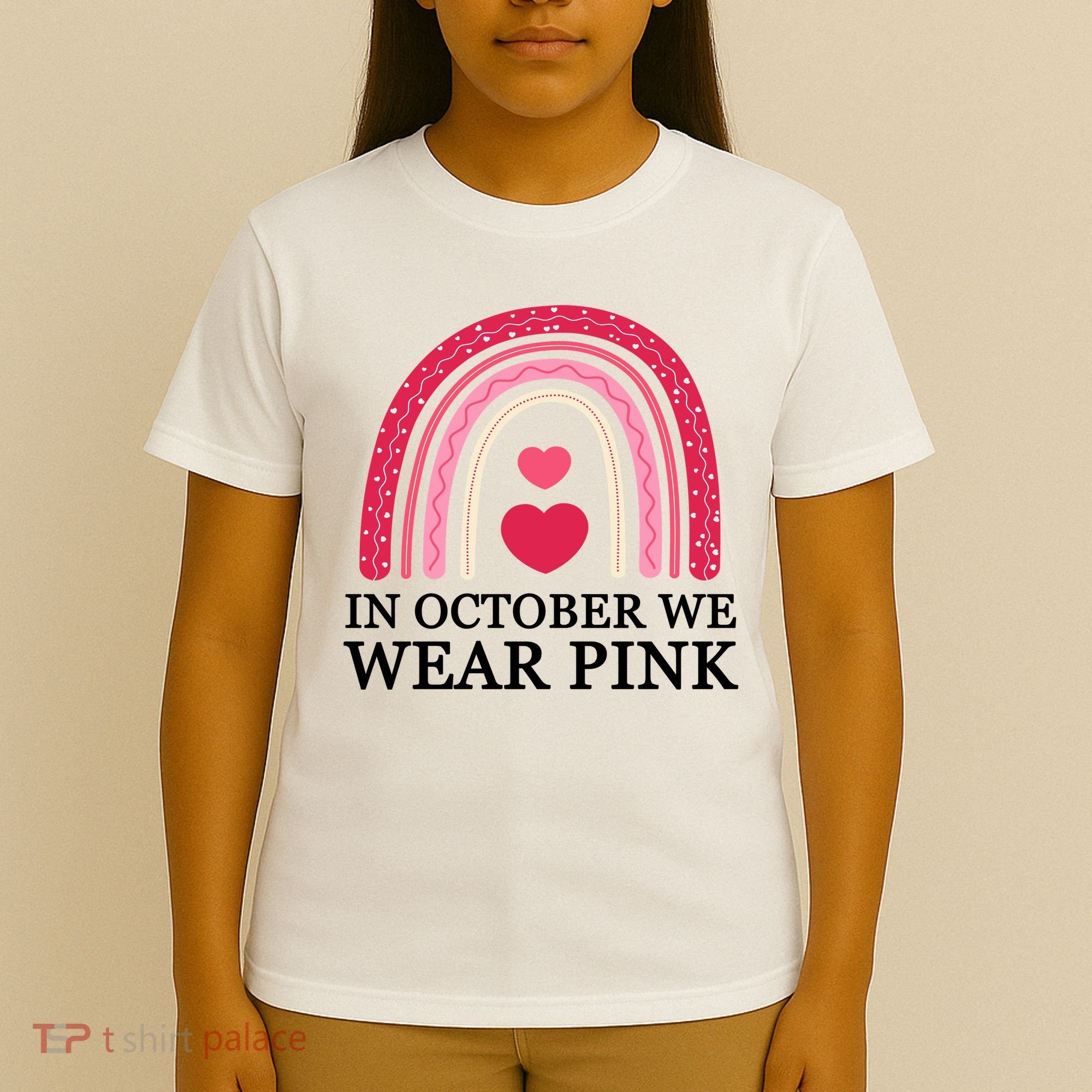 In October We Wear Pink Breast Cancer Rainbow T-Shirt