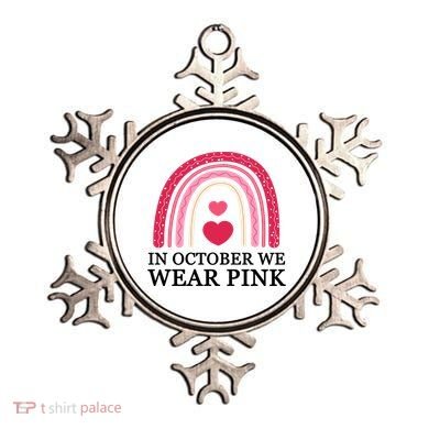 In October We Wear Pink Breast Cancer Rainbow Ornament