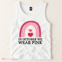 In October We Wear Pink Breast Cancer Rainbow Tank Top thumb 2