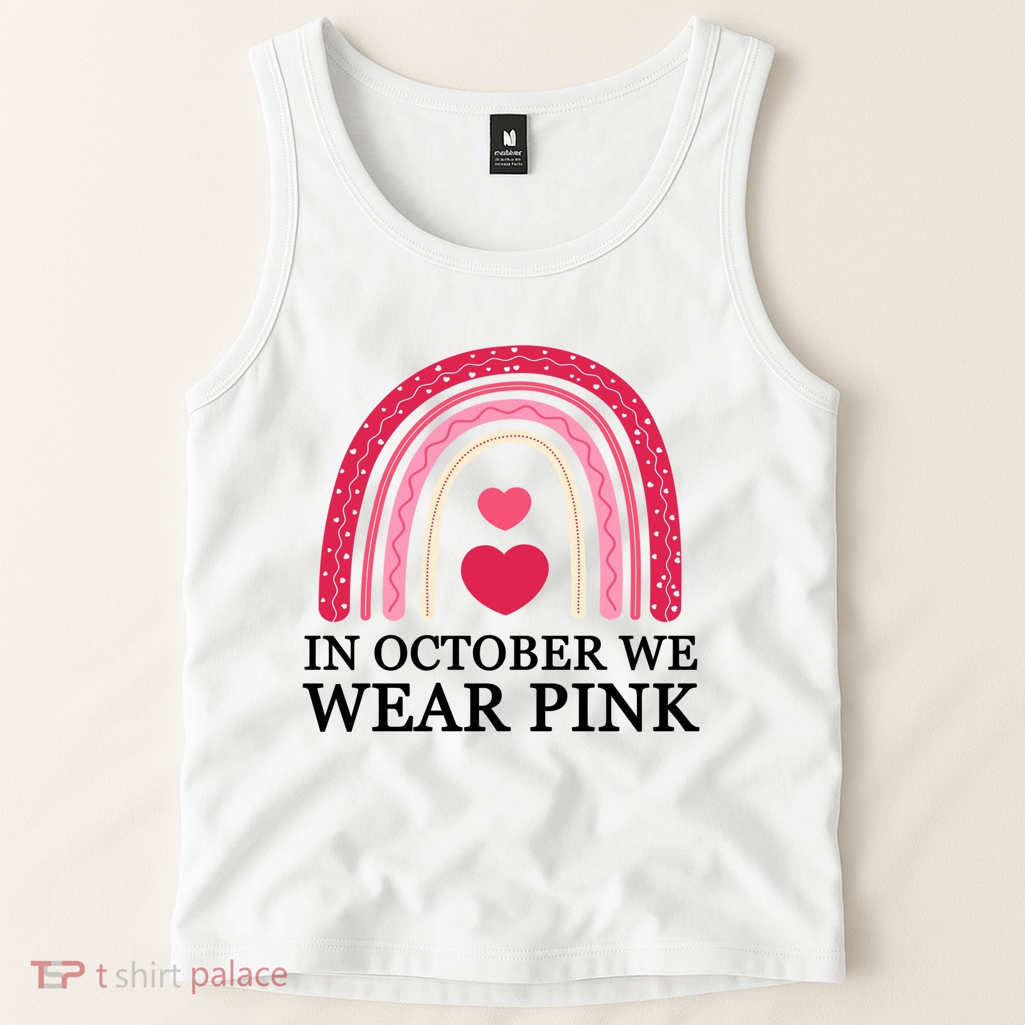 In October We Wear Pink Breast Cancer Rainbow Tank Top