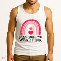 In October We Wear Pink Breast Cancer Rainbow Tank Top thumb 3