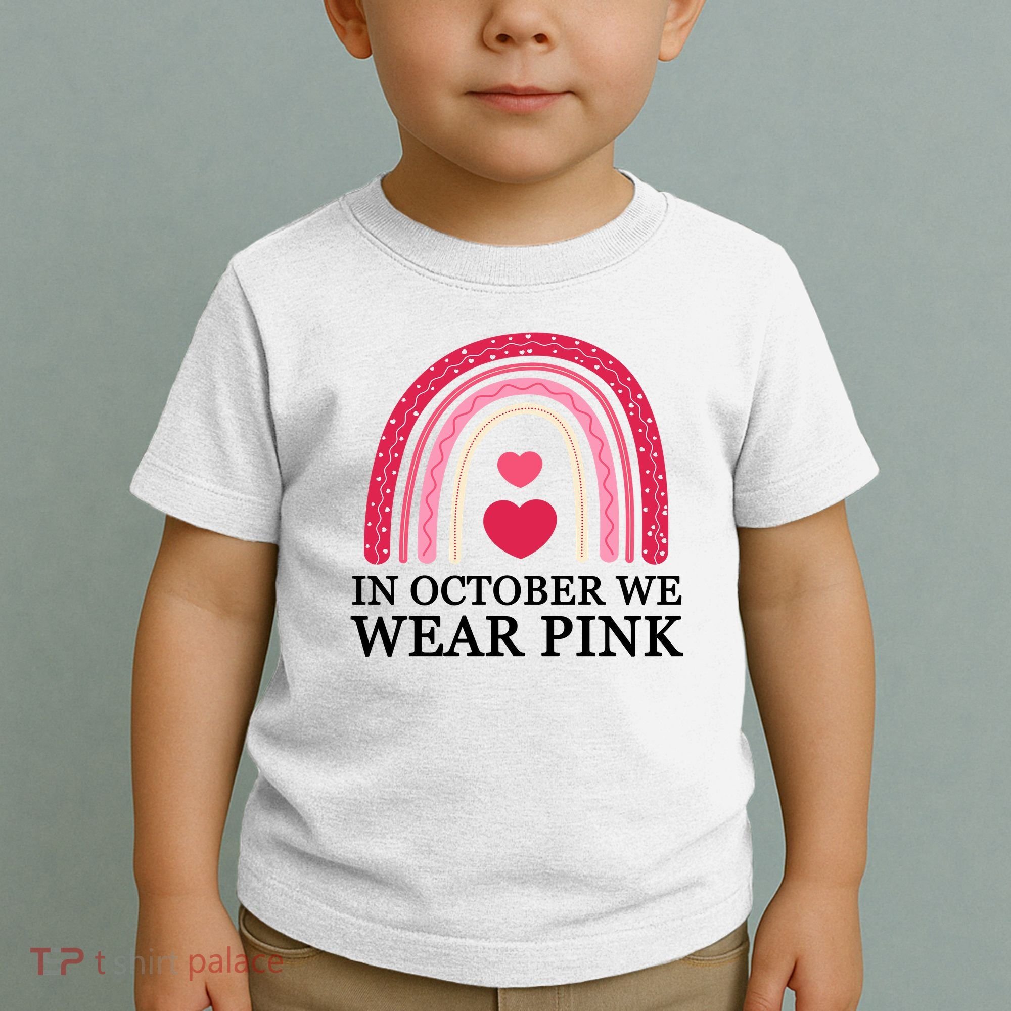 In October We Wear Pink Breast Cancer Rainbow Toddler T-Shirt