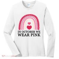 In October We Wear Pink Breast Cancer Rainbow Women's Long Sleeve Shirt thumb 0
