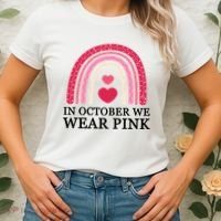 In October We Wear Pink Breast Cancer Rainbow Women's T-Shirt thumb 2