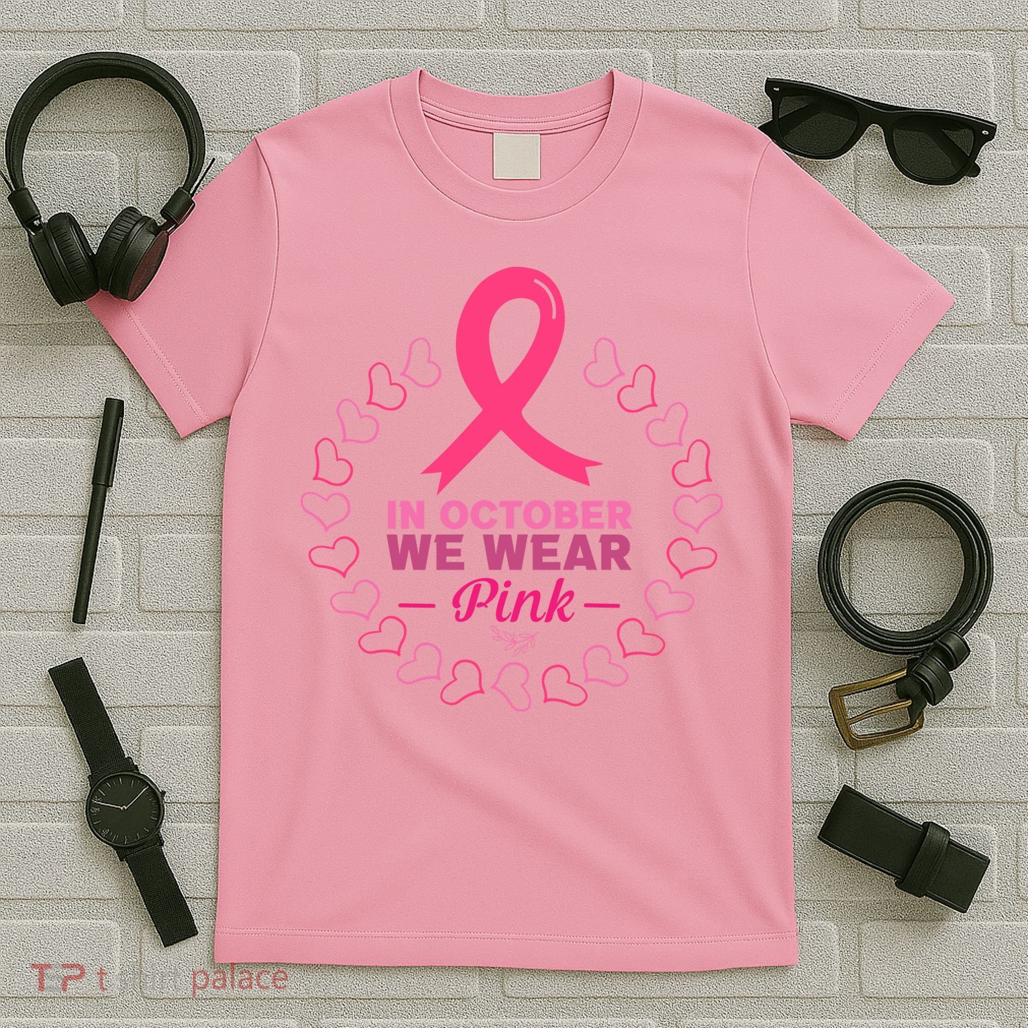 In October We Wear Pink Breast Cancer Awareness Cancer Survivor T-Shirt