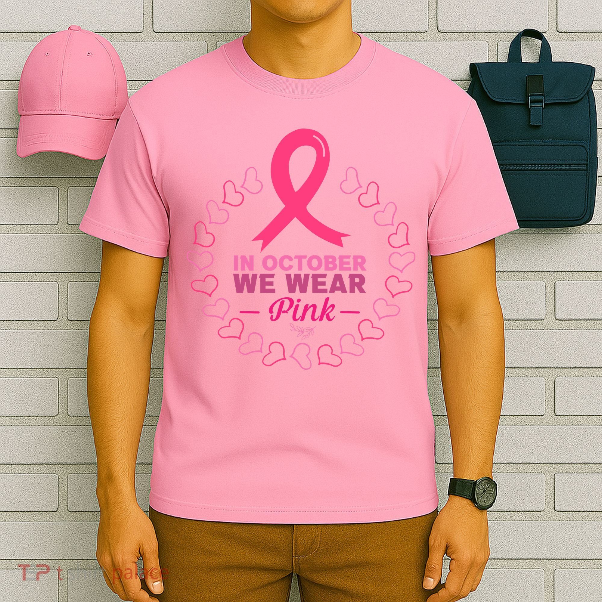 In October We Wear Pink Breast Cancer Awareness Cancer Survivor T-Shirt