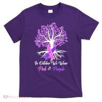In October We Wear Pink And Purple Domestic Violence Breast Cancer Awareness T-Shirt thumb 0