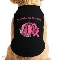 In October We War Pink Autumn Breast Cancer Doggie Tank thumb 0