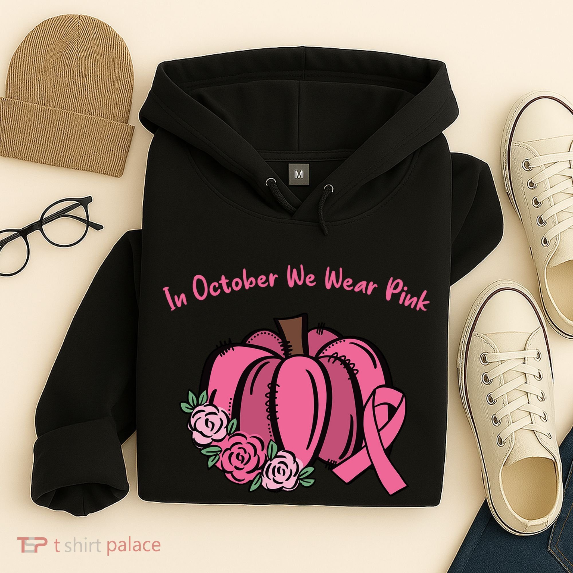 In October We War Pink Autumn Breast Cancer Hoodie