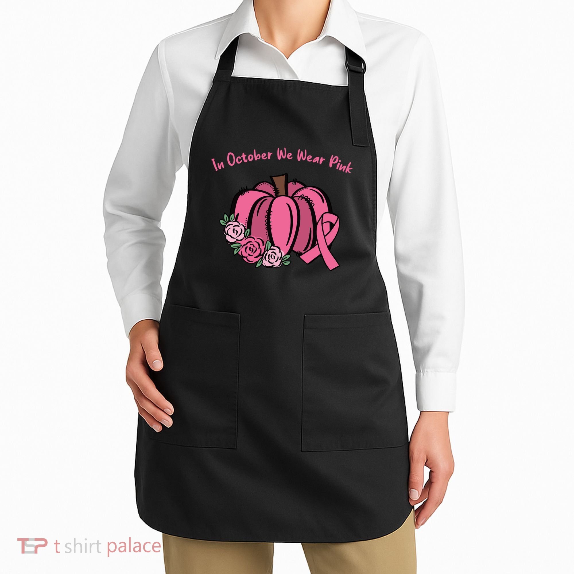 In October We War Pink Autumn Breast Cancer Apron