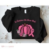In October We War Pink Autumn Breast Cancer Sweatshirt thumb 2