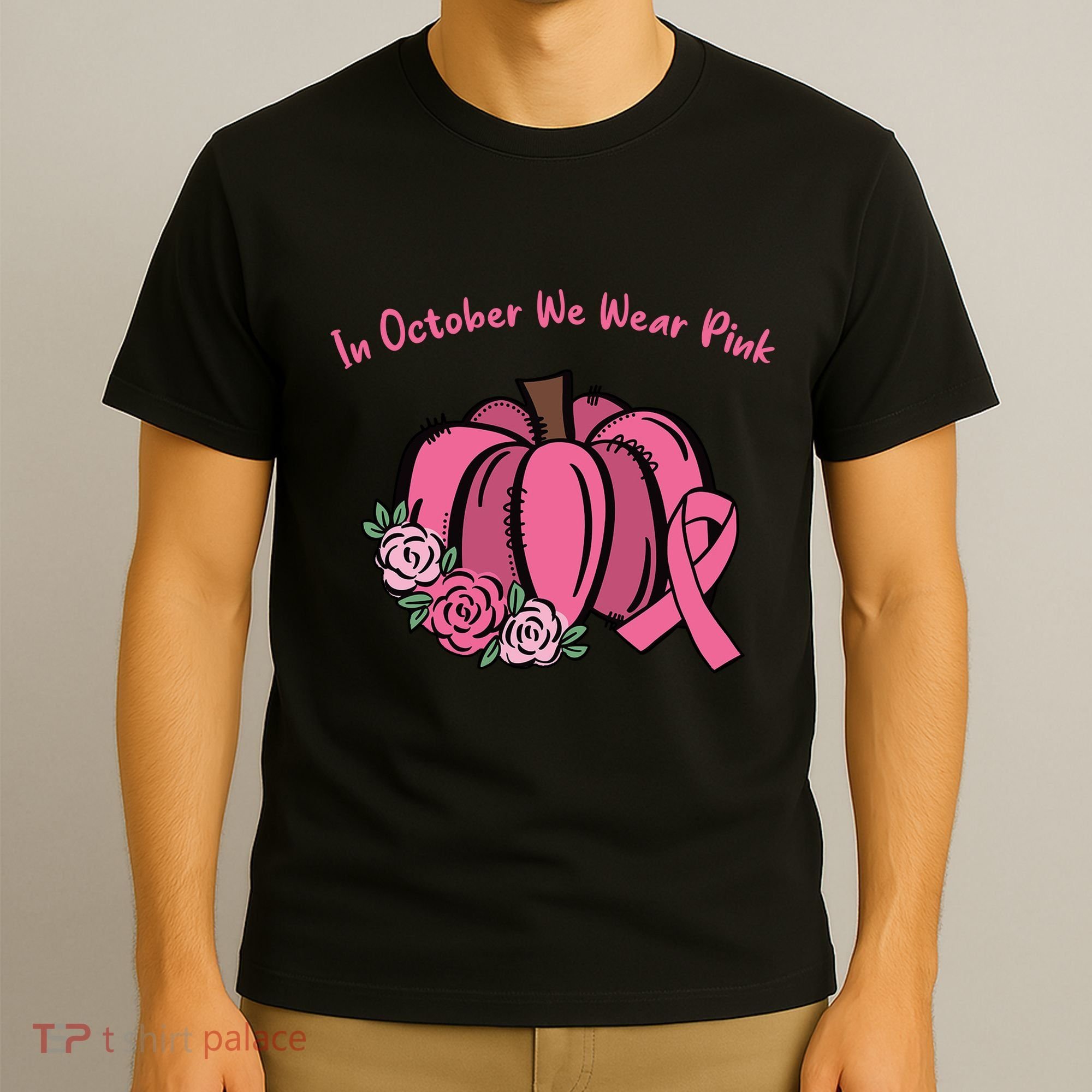 In October We War Pink Autumn Breast Cancer T-Shirt