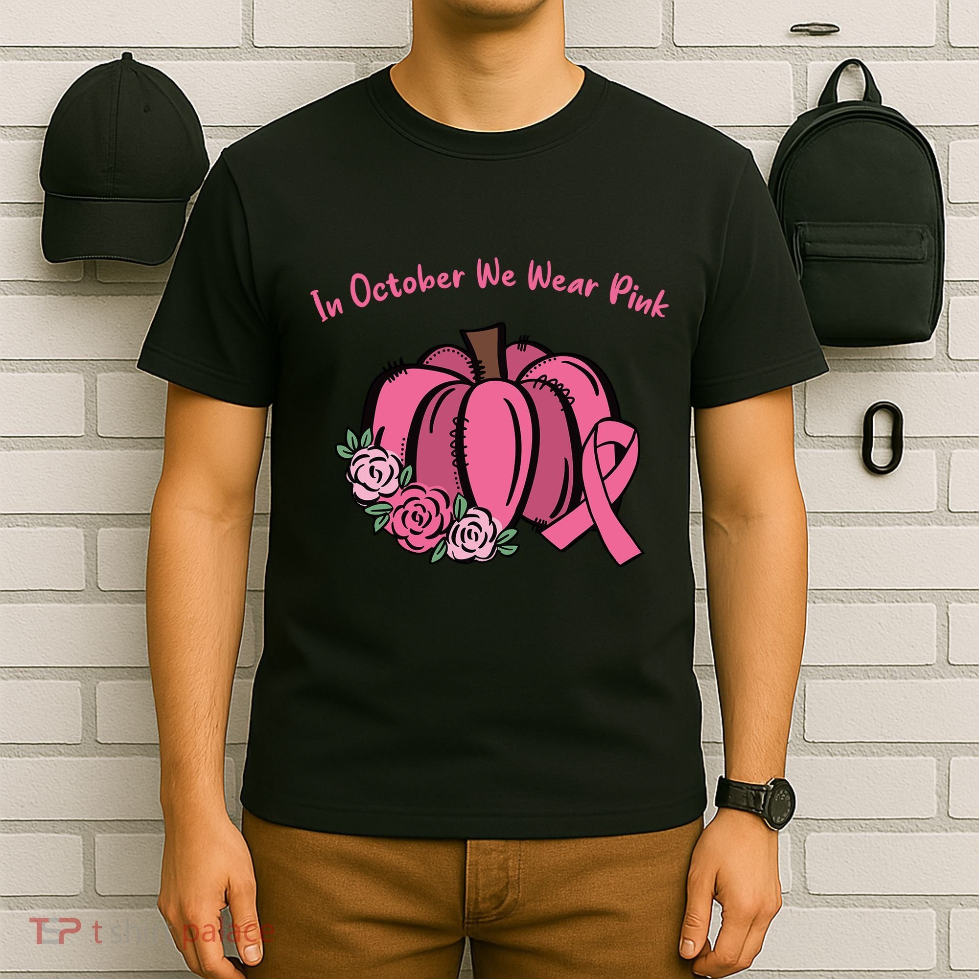 In October We War Pink Autumn Breast Cancer T-Shirt