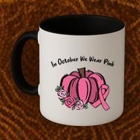 In October We War Pink Autumn Breast Cancer Coffee Mug thumb 2