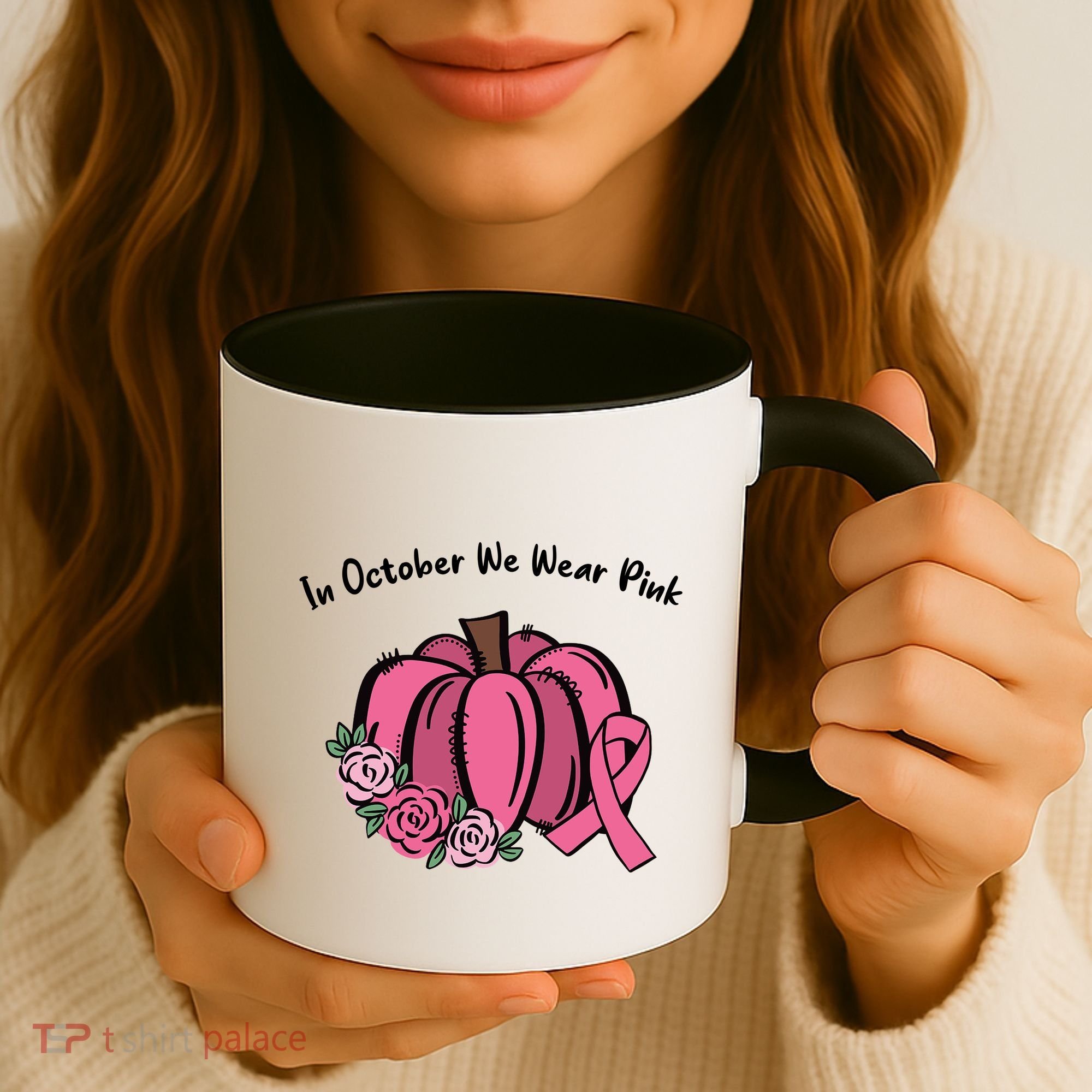 In October We War Pink Autumn Breast Cancer Coffee Mug